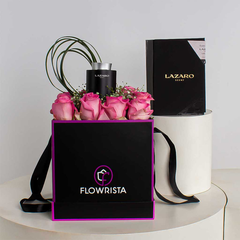 Lazaro Z1 Car Scent Diffuser and 15 pink roses
