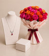 Silvara Angel Wings Necklace & Colorful Roses Bouquet