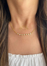 Gold-Plated Silver Necklace with White Zircon Stones | Pink Roses Bouquet