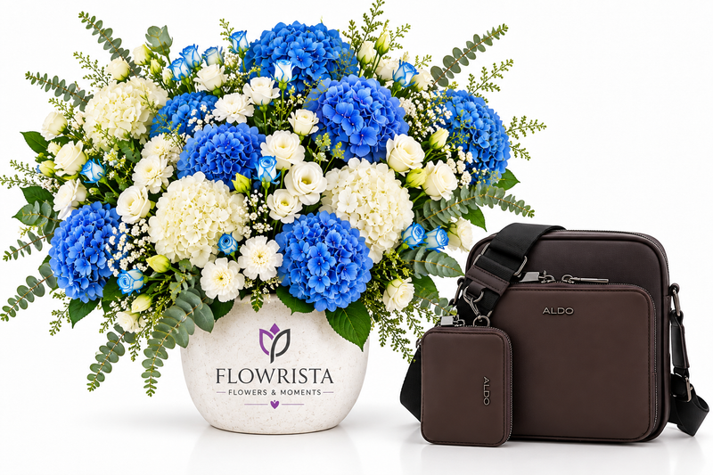 ALDO MAXIMILIAN Crossbody with Blue & White Flowers