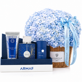Armaf Club de Nuit Iconic 3PC Gift Set & Blue Hydrangea Basket