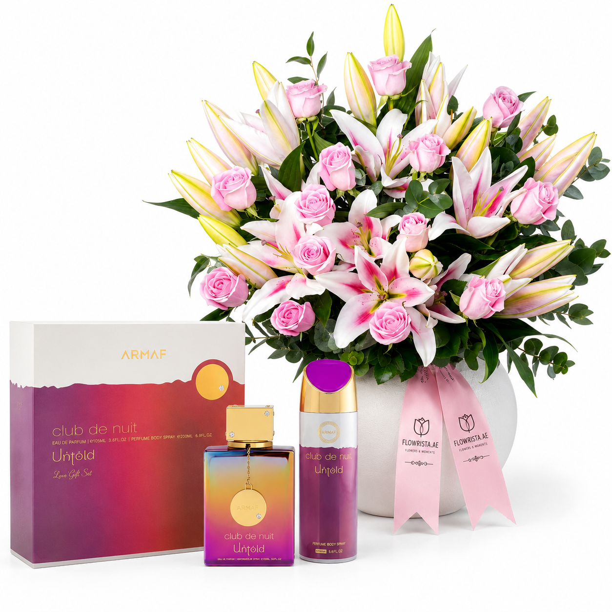 Armaf Club de Nuit Untold Gift Set & Pink Roses & Lilies