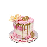 100 Purple Roses Basket & Mister Baker Pink Gold Drip Cake – Flowrista