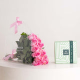 12 Pink Roses Bag and Patchi 1kg