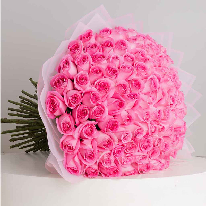 100 Pink Roses bouquet