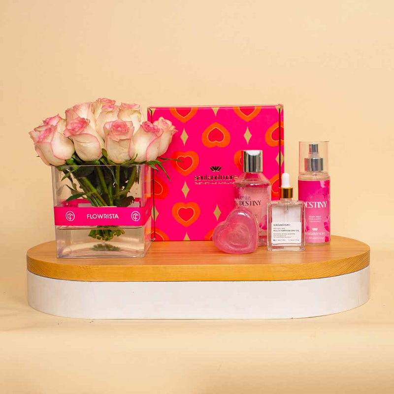 Soul And More Love Bundle & Pink 20 Roses Vase