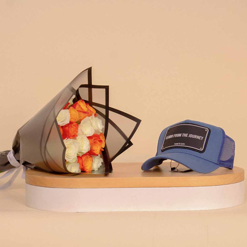 Levai & Loris Learn From The Journey unisex cap | Orange and White Hand Bouquet