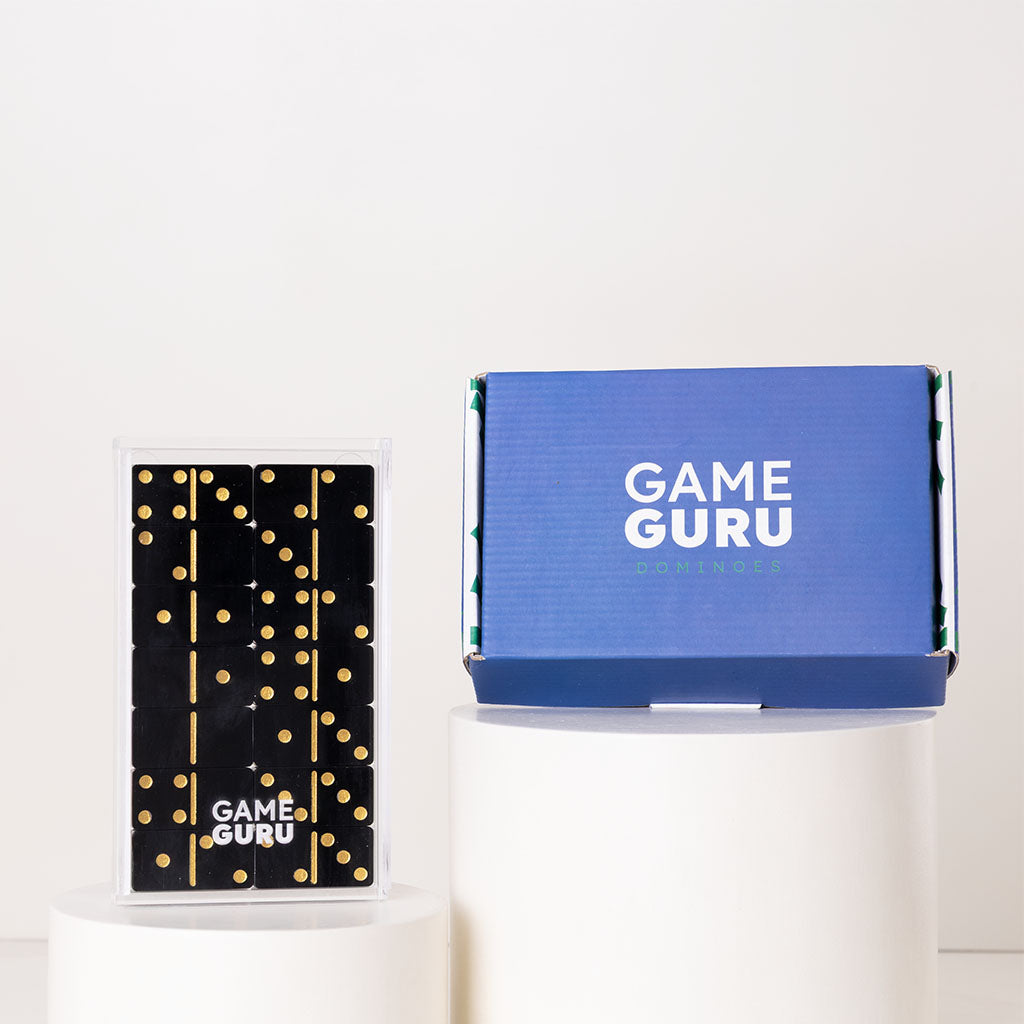 Game Guru Acrylic Dominoes Black-Gold & Red Roses Bouquet