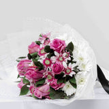 Flowrista | Purple & White Chrysanthemum with Purple Roses Bouquet