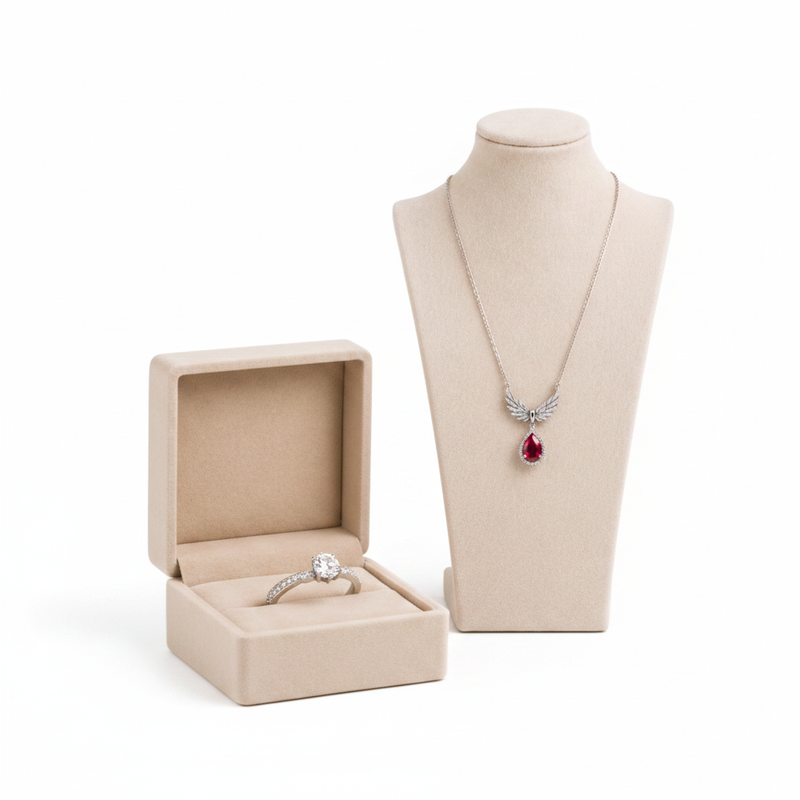 Angel Wings Necklace & Ring Set - White Background