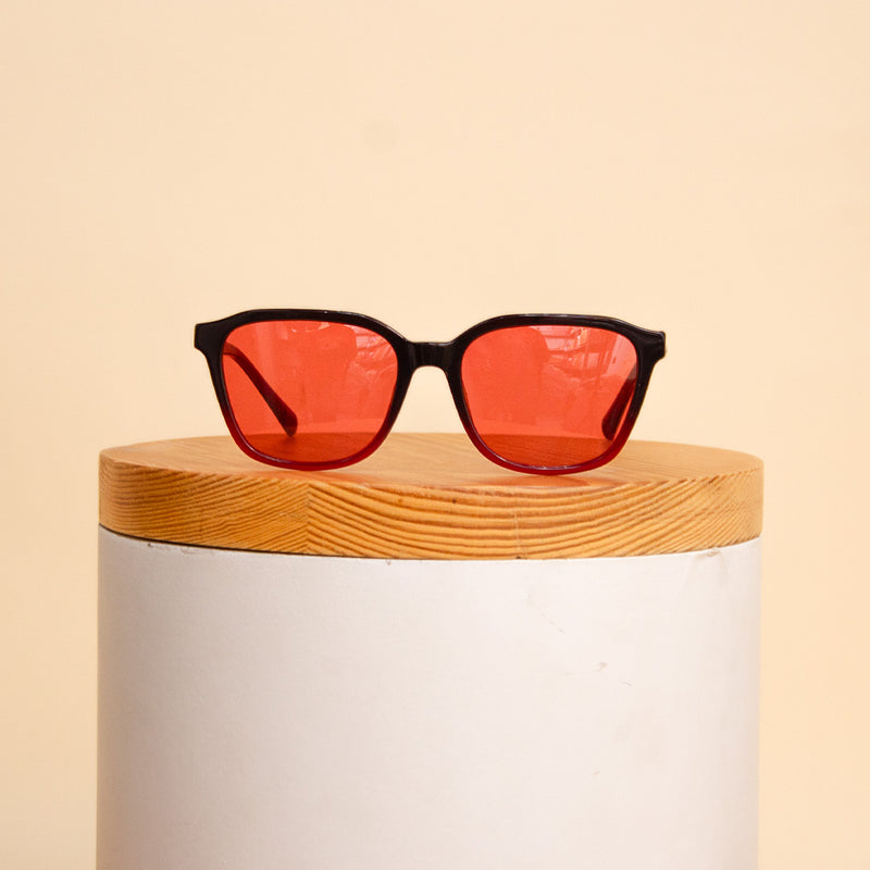 Sedrak Sunglass | Black Frame with Red Lenses
