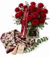 Mango Floral Print Scarf with Flowrista Red Roses Basket
