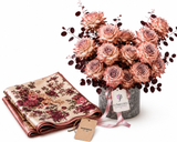 Mango Floral Print Scarf with Flowrista Dark Dusty Roses Box