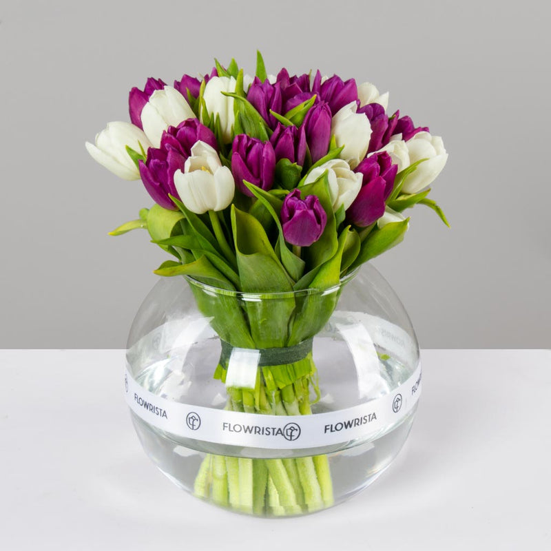 White & Purple Tulip Vase