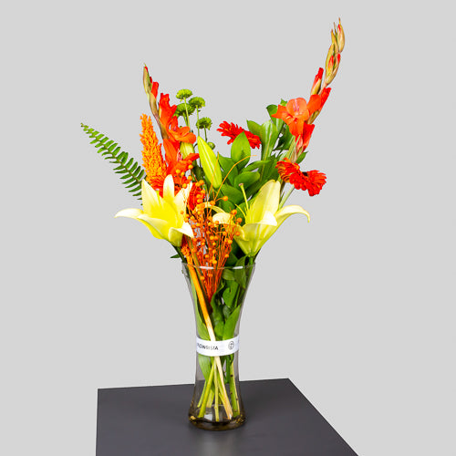 Yellow Lilies & Orange Gerberas Vase