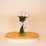 Veloor Jade Scarf & Pink Roses Vase