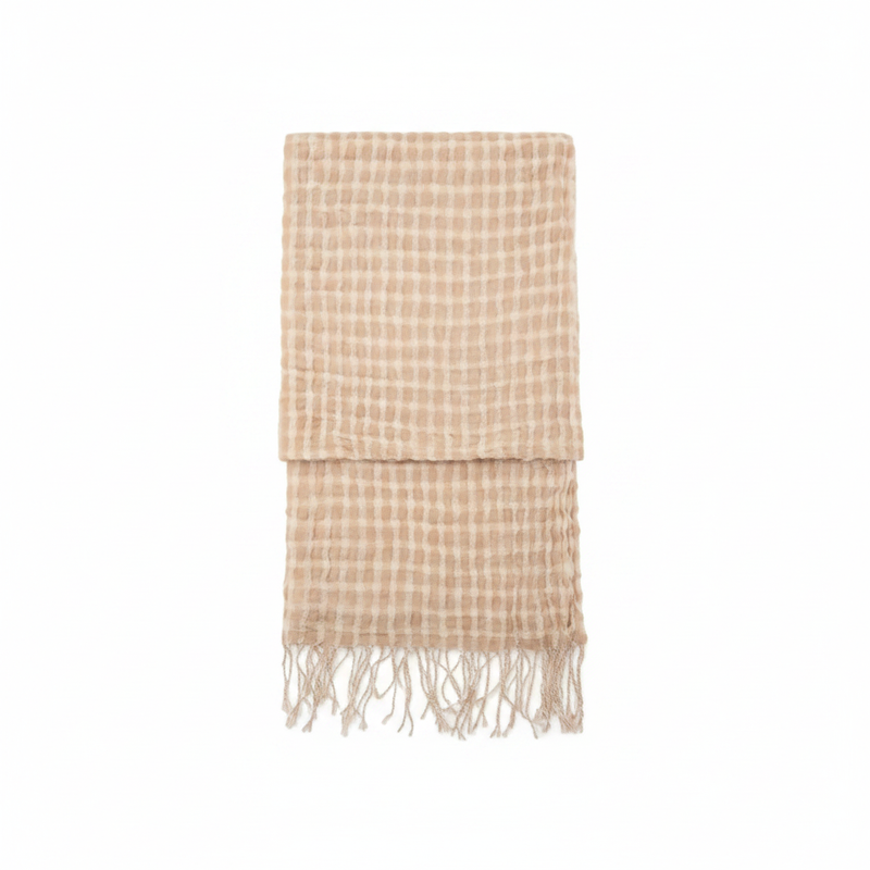 Beige cotton foulard on white