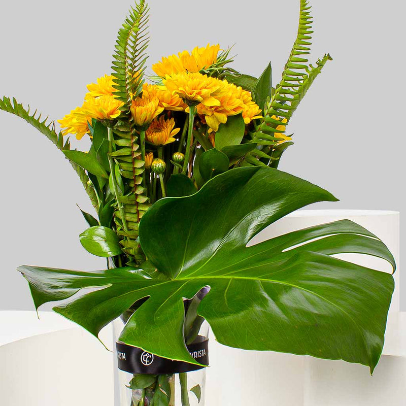 Yellow Chrysanthemums & Sunflower Vase