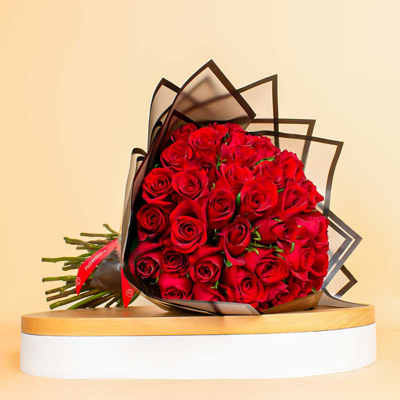 Passion in Fifty Bouquet of 50 Red Roses - Symbol of Passion & Loved Roses | 50 Red Rose