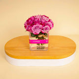 Deep Purple Roses Cube Vase – 20 Flowers
