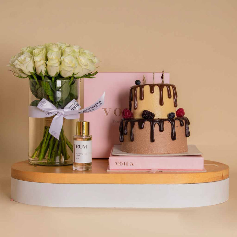 Luxury Gift Collection – Voilà Cake, Roses & Nuit Perfume Set