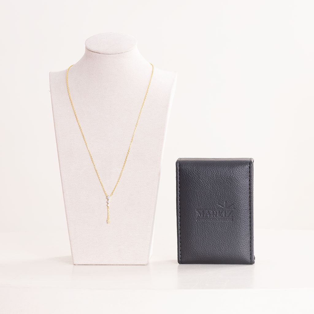 Markiz Gold-Plated Zircon Necklace & Pink Roses Vase