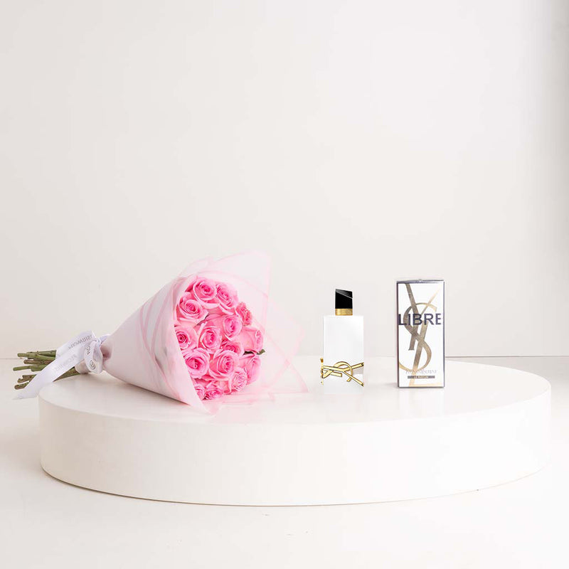 YSL Libre L’Eau Nue Eau de Parfum 90ml & 15 Revival Roses Hand Bouquet