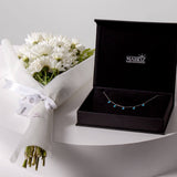 Markiz Rhodium Opal Necklace & 10 White Chrysanthemum Bouquet