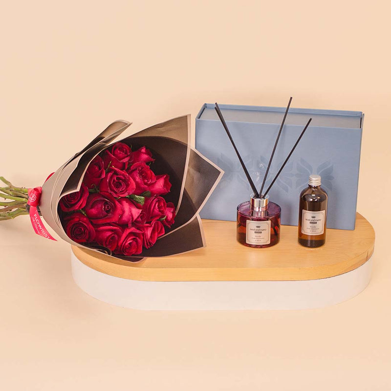 Soul & More Verde Diffuser & Red Roses