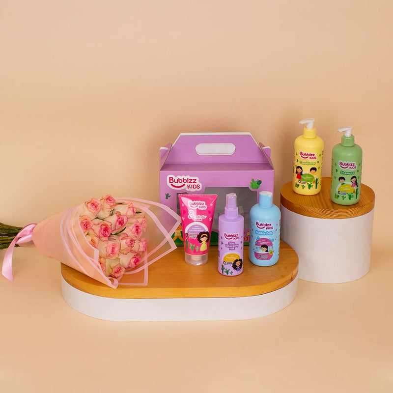 Bubblzz Kids Hair Kit & Pink Roses
