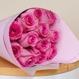 Markiz Zircon Earrings & Pink Roses Hand Bouquet