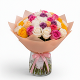 Colorful Roses Vase Only - Clean White