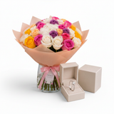 Colorful Roses Vase + Ring Box - Clean White