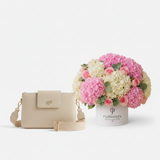 Cream Crossbody with Pink Hydrangea Box