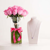 Markiz Platinum-Plated Zircon Pendant Necklace & Revival Roses Vase