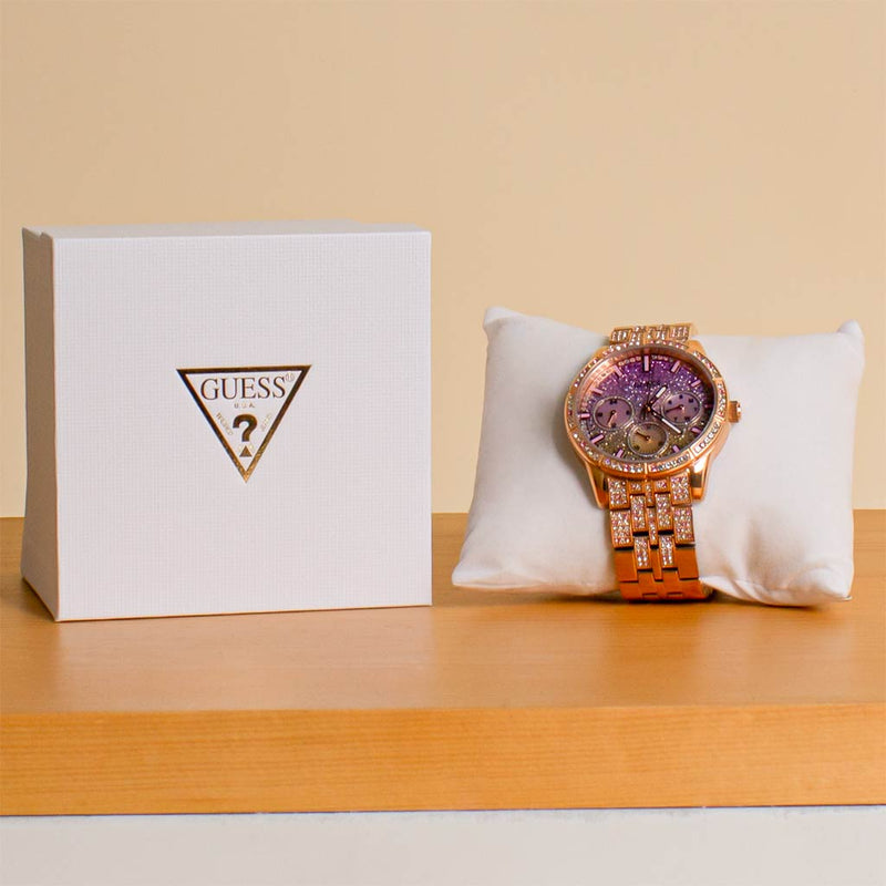 Guess Gold And Rhinestone Multifunction Watch