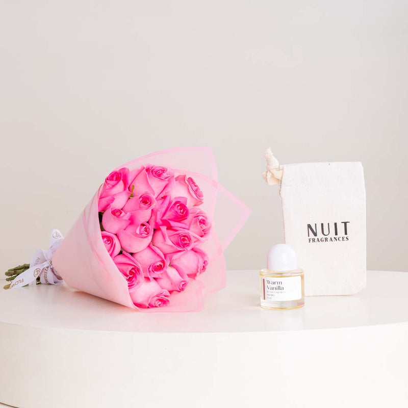Nuit Warm Vanilla 50ml & Pink Roses Bouquet