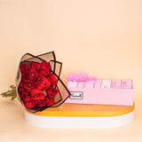 Passionelle Baby Girl Chocolate 1kg & Red Roses Bouquet