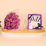 Swiza Chocolate Box (12 Pieces) & 20 Purple Roses