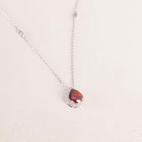 Markiz Platinum-Plated Red Zircon Necklace & Baby Roses & Gypsophila Bouquet
