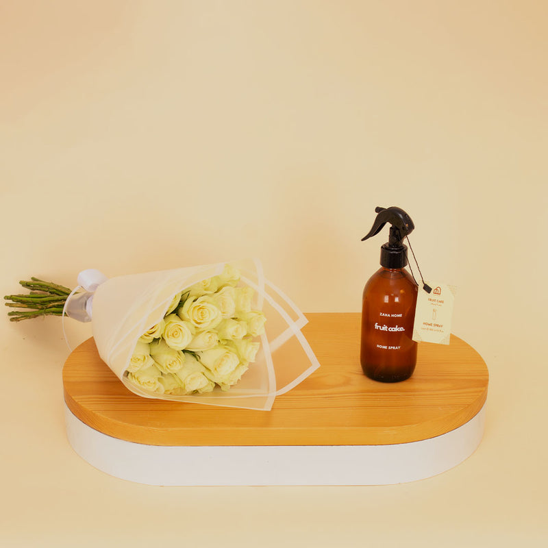 Zaha Home Fruit Cake Home Spray & White Roses