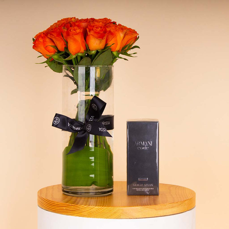 Giorgio Armani Code for Men 125 ml & Orange Roses Vase