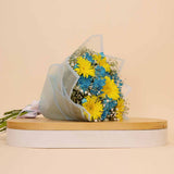 Flowrista | Blue Chrysanthemum & Yellow Gerbera Bouquet