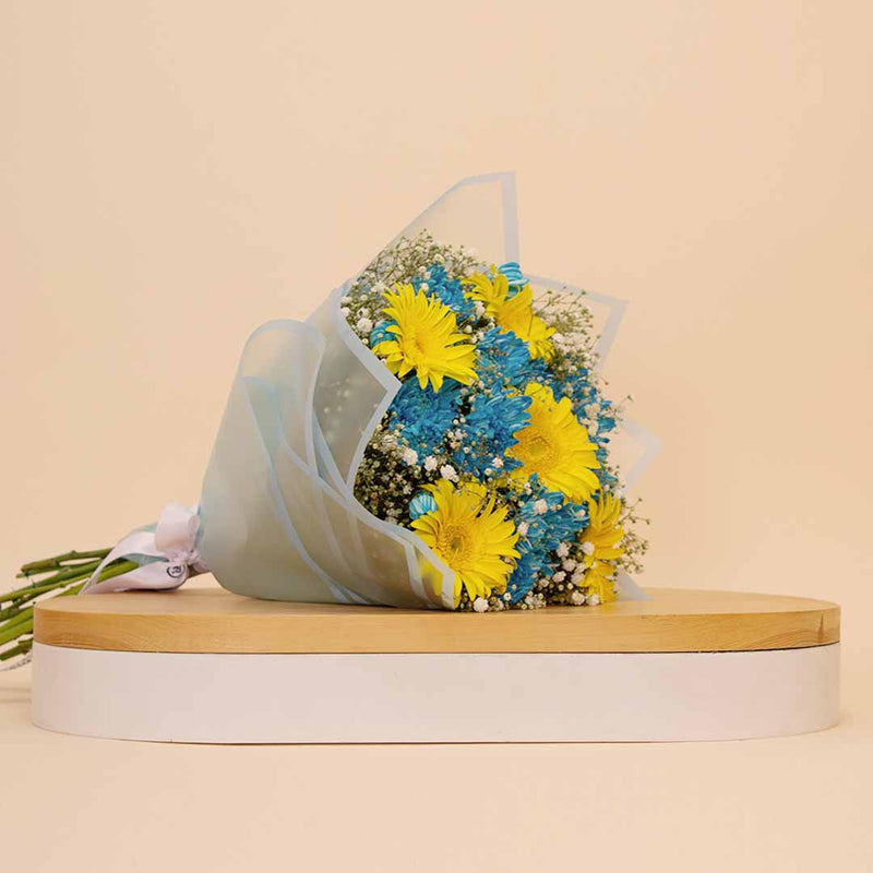 Flowrista | Blue Chrysanthemum & Yellow Gerbera Bouquet