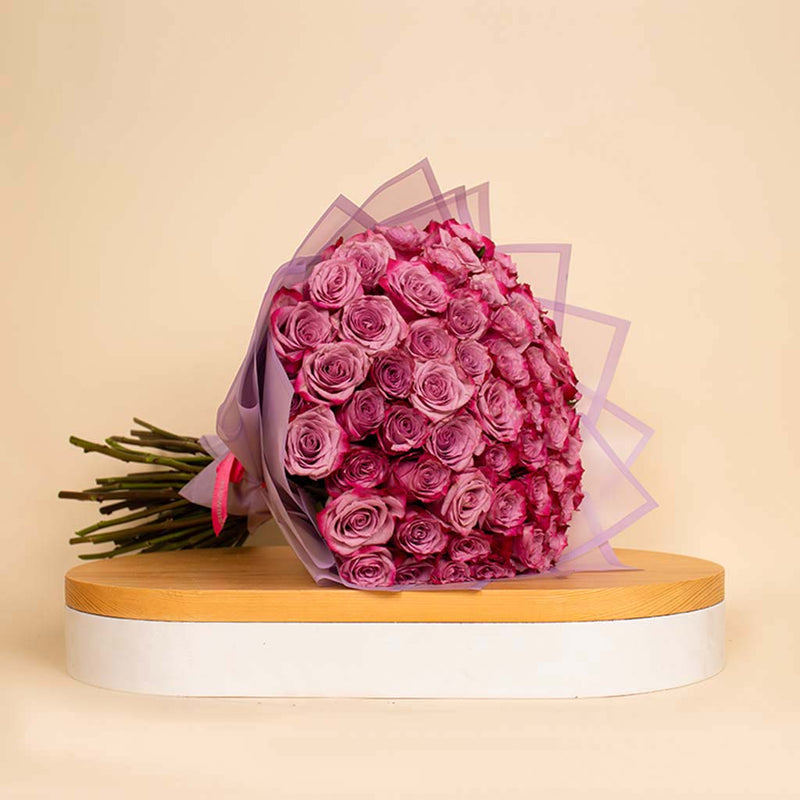 Deep purple 50 roses bouquet