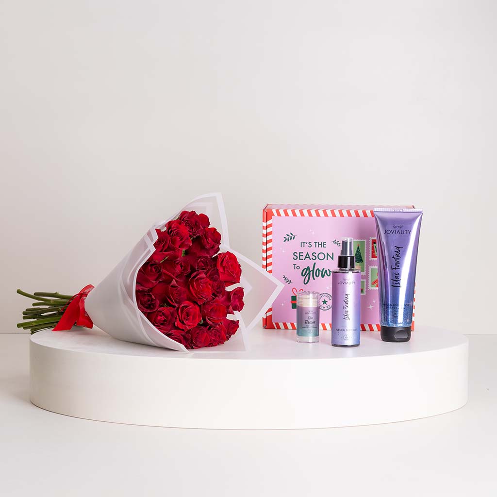 Joviality Lilac Glow Collection & Red Roses Bouquet