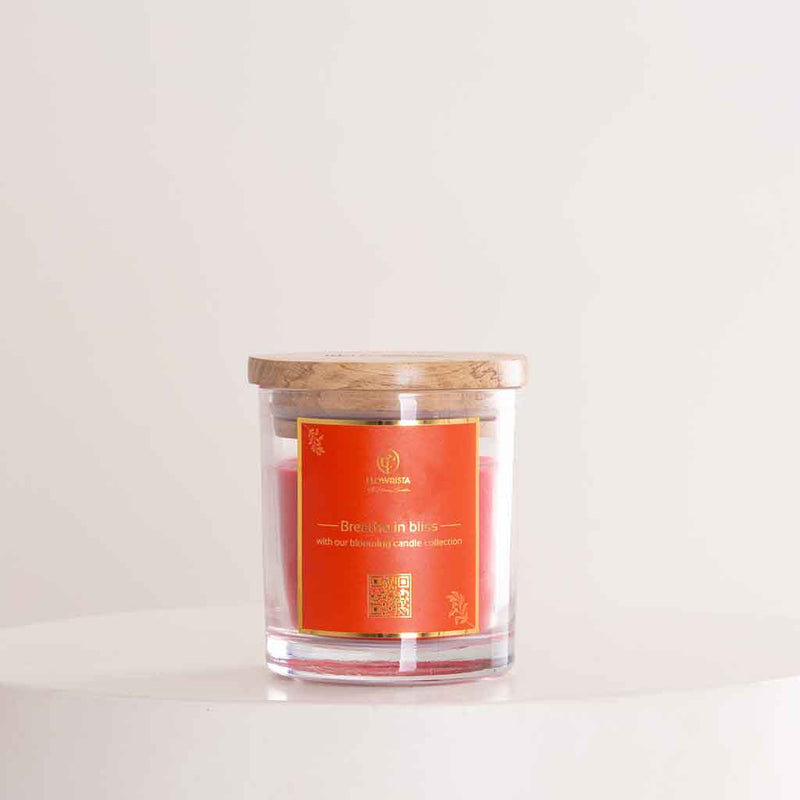 Red Jar Candle & Baby Roses Bouquet