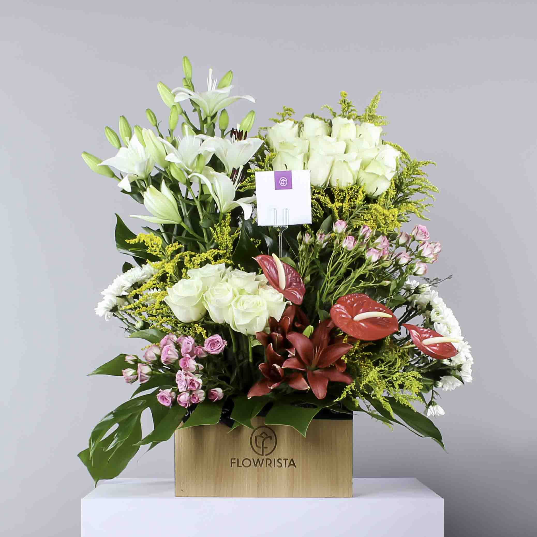 Mixed Flowers Wooden Box