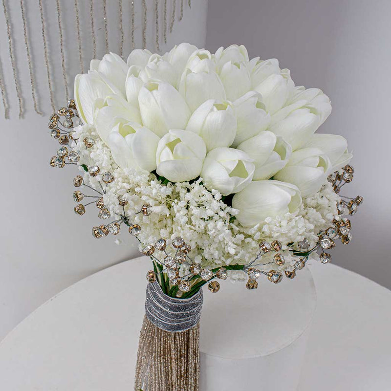 White Tulips Wedding Bouquet