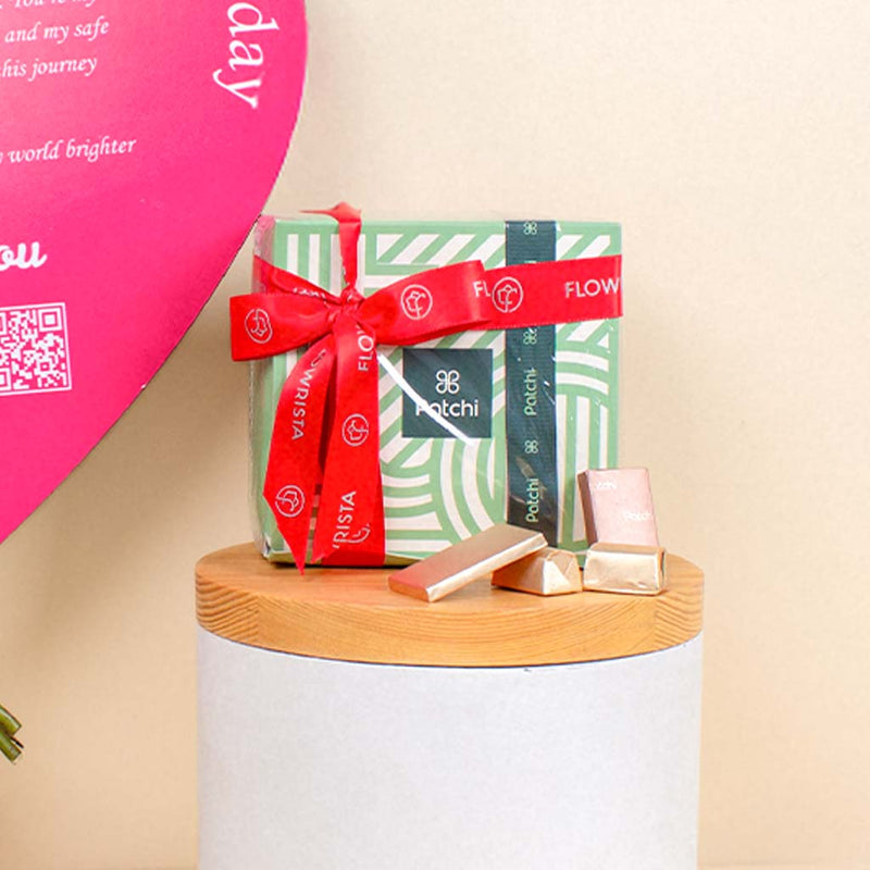 Patchi Chocolate & 15 Red flower Heart